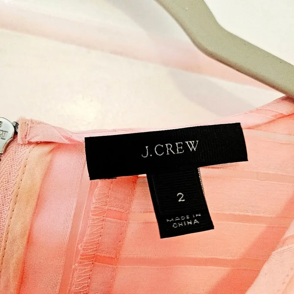 J. Crew Pink Sheer Stripe Tunic Top Back Zip Size 2_3